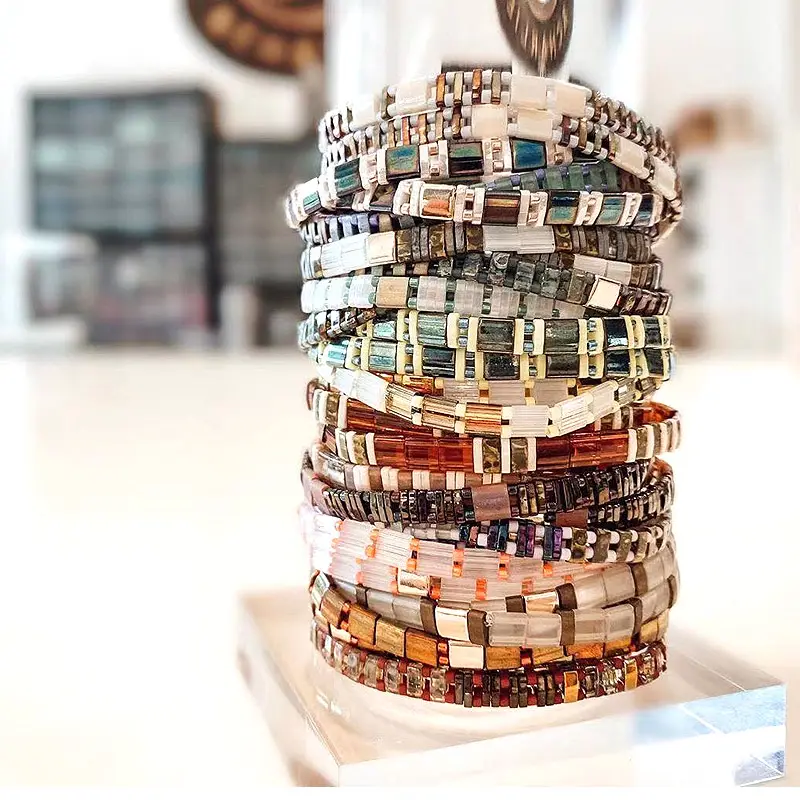 Großhandel Frauen böhmischen Schmuck Glasperlen recycelt Ozean Kunststoff Armband