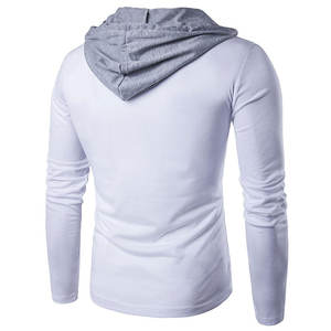 Camiseta acolchada de manga larga ajustada informal para hombre, sudadera sólida a la moda, capucha, talla XL de primavera, camisas de tela forradas con logotipo impreso - Product Image 2
