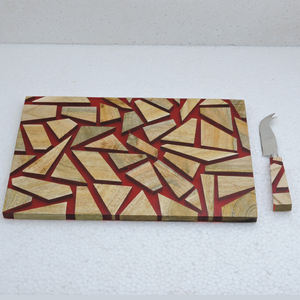 Tabla de cortar de madera con Mango y resina epoxi, juego de cuchillos para regalo - Product Image 4