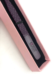 แหนบต่อขนตาทำจากสแตนเลสเคลือบผงพลัมแบบตรง45องศาเครื่องมือเสริมความงามติดโลโก้แบบออกแบบได้ตามต้องการ - Product Image 5