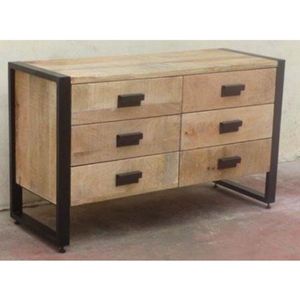 Meuble de salon en fer industriel et vintage, style farmhouse, écologique, avec plusieurs tiroirs pour le rangement - Product Image 1