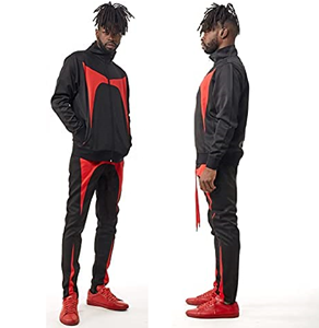 Conjunto de dos piezas con bordado y apliques para hombre, traje de chándal con cremallera frontal y cuello alto - Product Image 6