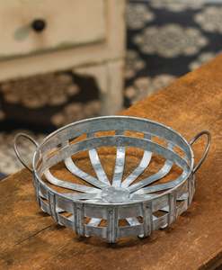 Galvanized Metal Round <b>Basket</b> Washed <b>Basket</b> with <b>Handles</b> - Product Image 1