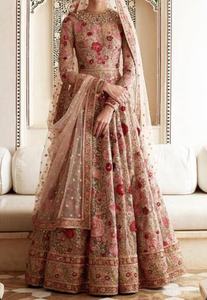 Belle ATIYA LIBAS indienne/pakistanaise mariée traditionnelle élégante longueur de plancher robe en acétate lourde Zardozi broderie pour - Product Image 2