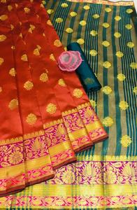 Nuevo aspecto atractivo ropa de fiesta brocado, seda de sari con blusa de las mujeres indias desgaste sari barato precio bajo al por mayor surat - Product Image 2