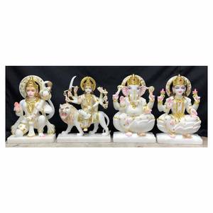 Estatua de la diosa Hanuman, mármol blanco, Ganesh, Laxmi Durga - Product Image 1