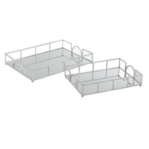 Ensemble de deux plateaux de service en forme rectangulaire, plats indiens élégants, miroir Rectangle de service faits à la main, meilleur plat de service, vente en gros - Product Image 3