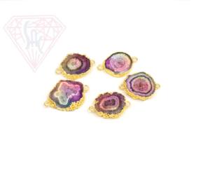 Lunette de Quartz solaire faite à la main connecteur lien multi-pierres précieuses fil enroulé or plaqué laiton résultats de bijoux naturels - Product Image 6