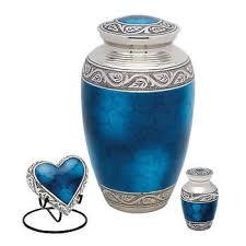 Urna funeraria de metal puro azul de alta calidad, urna de cremación para cenizas humanos, precio al por mayor - Product Image 5