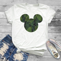 Ropa de mujer t camisa flores Mickey gráfico t camisa ropa de calle Tops para mujer