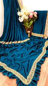 Magnifique look vêtements de mariage Vichitra soie Saree avec chemisier pièce femmes indiennes portent pas cher bas prix fabrication en gros Surat Alphanumero - Product Image 4