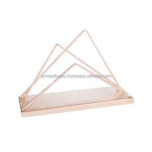 Rose Gold Finished Wire Metal 2 Slot Desktop Letter Sorter Organizer for Mails High Quality Magazine Holder