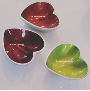 Cuenco de corazón de aluminio para el hogar, cuenco decorativo con acabado esmaltado, vajilla de diseño moderno, cuencos de Metal para servir corazones - Product Image 4