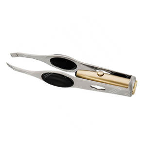 Sharpinst SIC-EBT-046 noir en acier inoxydable sourcils pince à épiler outil d'extension de cheveux avec pochette d'emballage - Product Image 3
