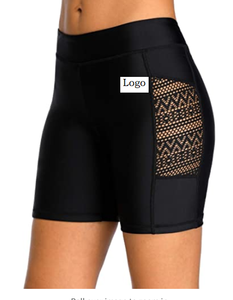 Pantalones cortos de cintura alta para mujer, bañadores de tela de alta calidad, con bolsillos, venta al por mayor - Product Image 3