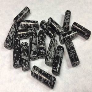 Tube Naturel Cylindre Flocon de Neige Naturel Obsidienne Pierres Tube Perles - Product Image 2