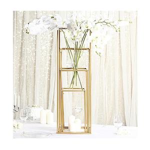 Pièce maîtresse en fer doré fait à la main ensemble de 4 supports de fleurs de mariage de taille différente pièce maîtresse pour les meilleures ventes - Product Image 1