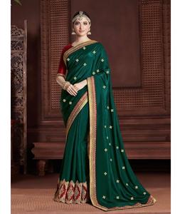 Fancy Party Wear Diseñador Algodón Seda Hermosa Combinación de colores Saree con blusa Party Wear Textile Market Surat Apparelgarment - Product Image 3
