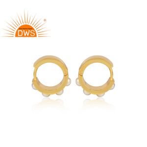 Boucles d'oreilles en laiton plaqué or, 10 pièces, perles blanches, pierres précieuses, fabrication de bijoux, pendentifs à la mode - Product Image 3