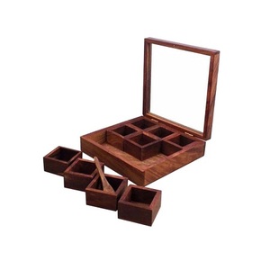 กล่องเก็บเครื่องเทศทำจากไม้ทรงกลม Masala Dabba สำหรับบ้านโรงแรมและร้านอาหารดีไซน์ล่าสุด - Product Image 4