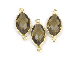 Smokey <b>Quartz</b> Natural Multi Gemstone Marquise Shape Gold Plated Jewelry Single Bail Bezel Handmade Connector - Product Image 5