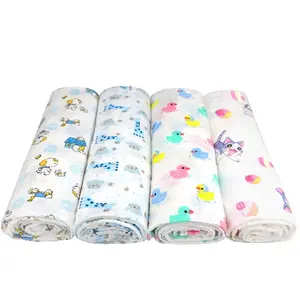 Cartoon Printed Baby Safety 100% Organic Cotton GOTS Certified Muslin Baby Cloth