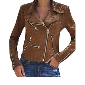 100% PU nuevo estilo de cuero de las mujeres de encargo de la chaqueta al aire libre chaqueta de cuero con mejor Material - Product Image 2