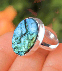 Bague en labradorite naturelle drusée, argent sterling 925, bijoux faits main, fournisseur en gros - Product Image 6