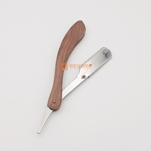 Rasoir de barbier à manche en bois marron jetable et de sécurité avec logo personnalisé Rasoirs de rasage testés à la main dans un emballage en boîte en bois - Product Image 2