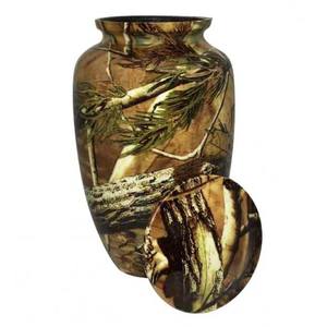 Urna de cremación de cenizas funerarias humanas para adultos de estilo americano/europeo, rama de pino Como, Metal conmemorativo para almacenamiento para servicios conmemorativos - Product Image 1