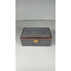 Factory Price 0.24x0.15x0.09 <b>Wooden</b> <b>Edge</b> Diamond Lock Brass Shagreen box - Product Image 1