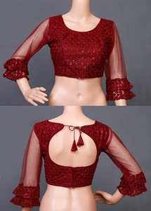 Blouse en tissu de soie lourde indienne, paillettes brodées, chemisier de travail, lehenga, nouvelle collection - Product Image 6