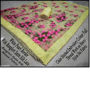 Vêtement Ethnique Indien Traditionnel Designer Fête Porter Saree en Soie Brodée avec Chemisier Apparelgarment - Product Image 1