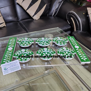 Ensemble de sous-verres en nacre sous-verres en coquillage avec plateau Plateau en acrylique avec poignée en nacre Ensemble de sous-verres en coquillage de luxe - Product Image 1