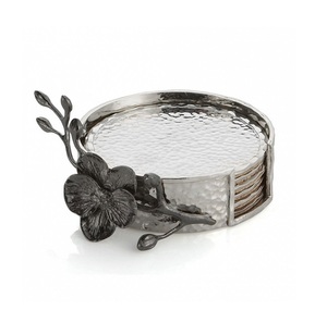 Sous-verre martelé en métal dernier modèle avec support du fabricant et du fournisseur en Inde, tasse à thé et sous-verre en verre - Product Image 3