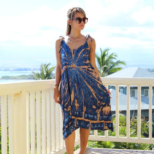 Vestido largo estampado a rayas para primavera y verano - Product Image 1