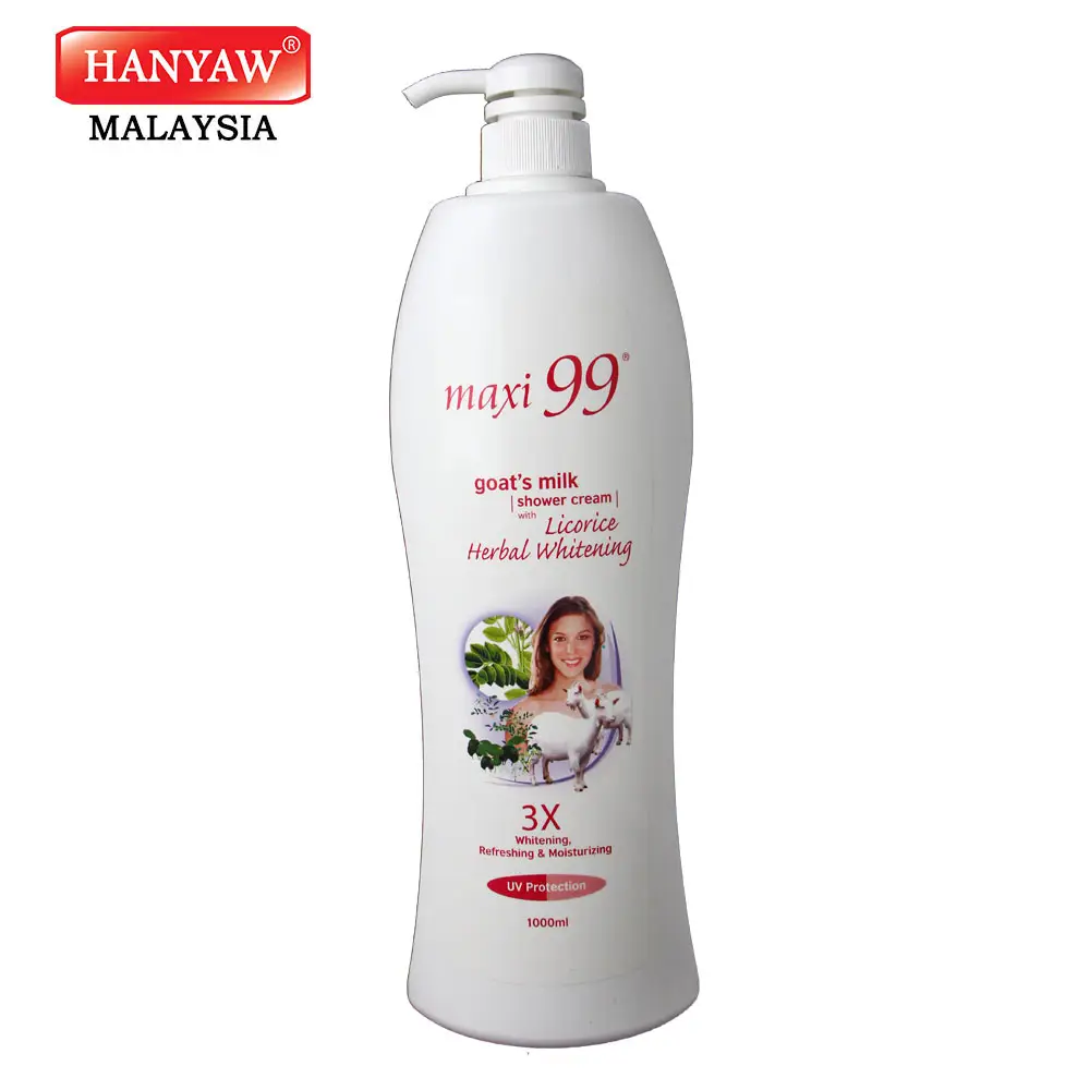 [Malaysia] Fast Shipping Maxi 99 Body Wash Shower Cream Goat Milk with Licorice Herbal Whitening ( 12 x 1000 ml /Ctn )