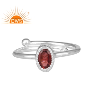 Bague couronne ovale en argent Sterling 925 pour femme, bijoux ajustable en pierre précieuse, grenat, vente en gros - Product Image 1