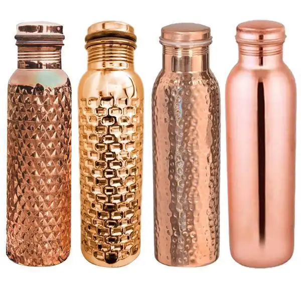 Latest Hammered Design High-Glossy Finished 100% Pure Copper Water Bottles
