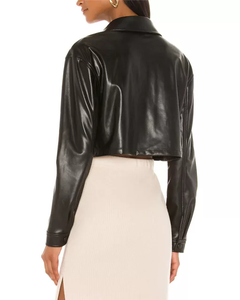 Chemisier court et élégant en cuir pour femmes, haut court, nouveau Design, de couleur orange, 2022 - Product Image 4