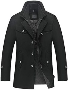 High Quality <b>Men's</b> Trench Long Coats Winter 2022 <b>Men's</b> Wool Overcoat Solid Stand Collar Slim Keep Warm Wool Long Coat - Product Image 6