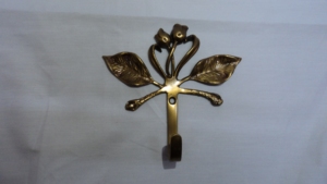 Patère murale décorative en laiton antique, motif floral (feuille et fleur), en métal, style vintage, pour clés, vêtements et serviettes - Product Image 2