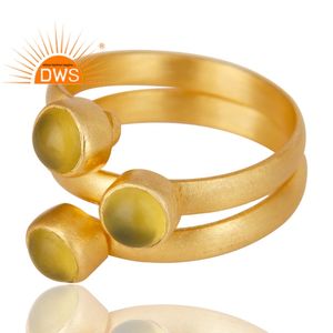 แหวนเกลียวพลอยคาลซิโดนีสีเหลืองธรรมชาติดีไซน์ทำด้วยมือล่าสุดผู้ผลิตเครื่องประดับผู้หญิง - Product Image 2