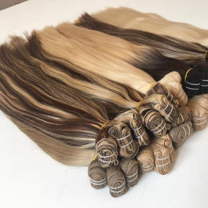 Extensión de cabello liso sedoso Camboyano con cutículas completas de doble trama hecha a máquina Tejido de cabello humano Rubio - Product Image 1
