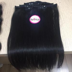 High Quality Vietnamese Remy Virgin <b>Hair</b> <b>Extensions</b> Black Straight <b>Clip</b>-<b>in</b> Light <b>Color</b> Direct Vendor Wholesale Price - Product Image 6