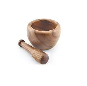 Wood Household Mortar And Pestle Set Grinding Bowls For Kitchen Spices Teas Garlic Pepper Grinder Cheap price