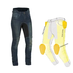 Vaqueros lavados con revestimiento de kevlar para mujer, jeans de aramida tasados, protección de primera calidad, aprobado por la CE