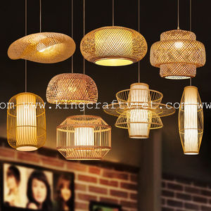 Lampe à suspension en bambou naturel rustique de King Craft Viet Design asiatique traditionnel pour la décoration de la maison - Product Image 2