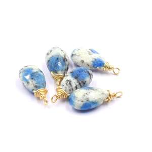 K2 Jasper 15-17mm Forma de pera Bisel de plata Colgante 14K/18K Chapado en oro con fianza - Product Image 3