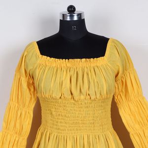 One-Piece Jaune Pur Coton Filles Mode Élasticité Bouton Naturel Court Plage Approprié Durable Lavable 6XL - Product Image 4